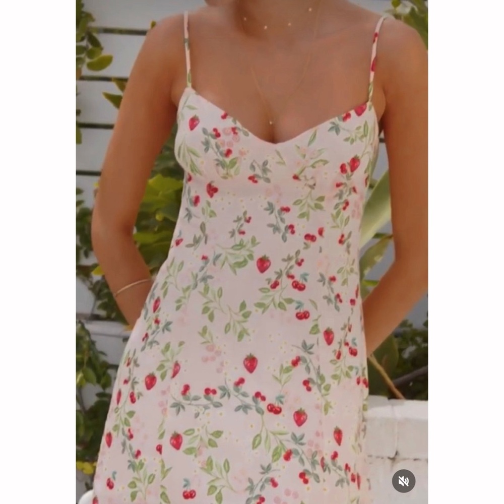 RESA Pink Strawberry Print Mini Dress